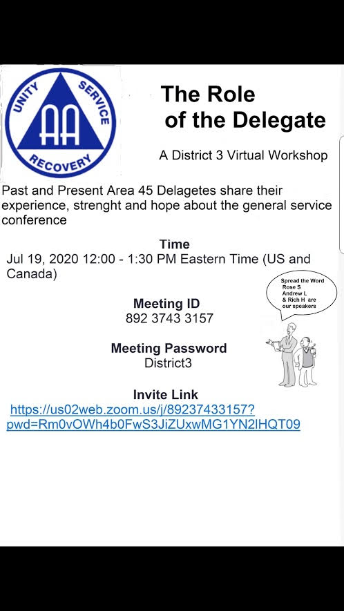 The Role of the Delegate Virtual Workshop Flyer July 19th, 2020 12pm to 1:30pm